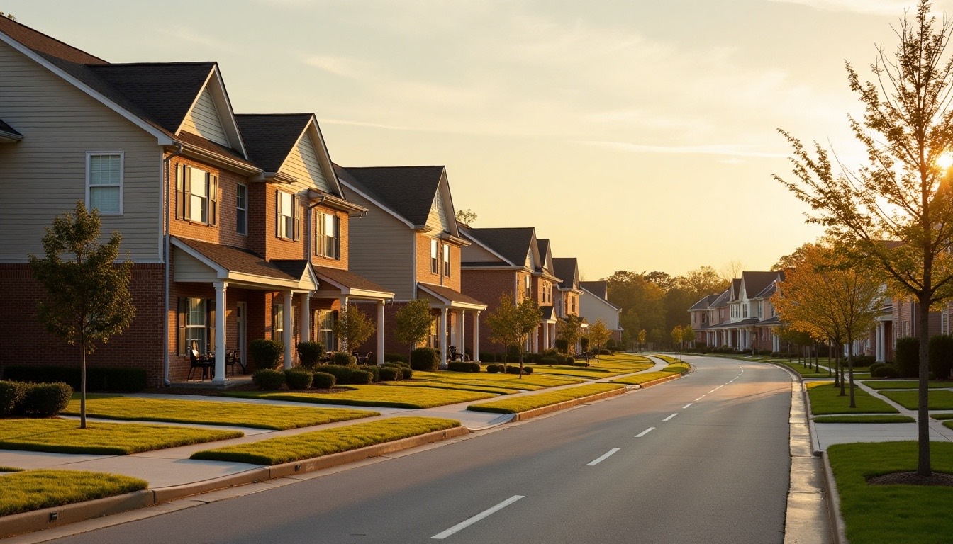 Rows of two-story brick homes in a Huntsville subdivision